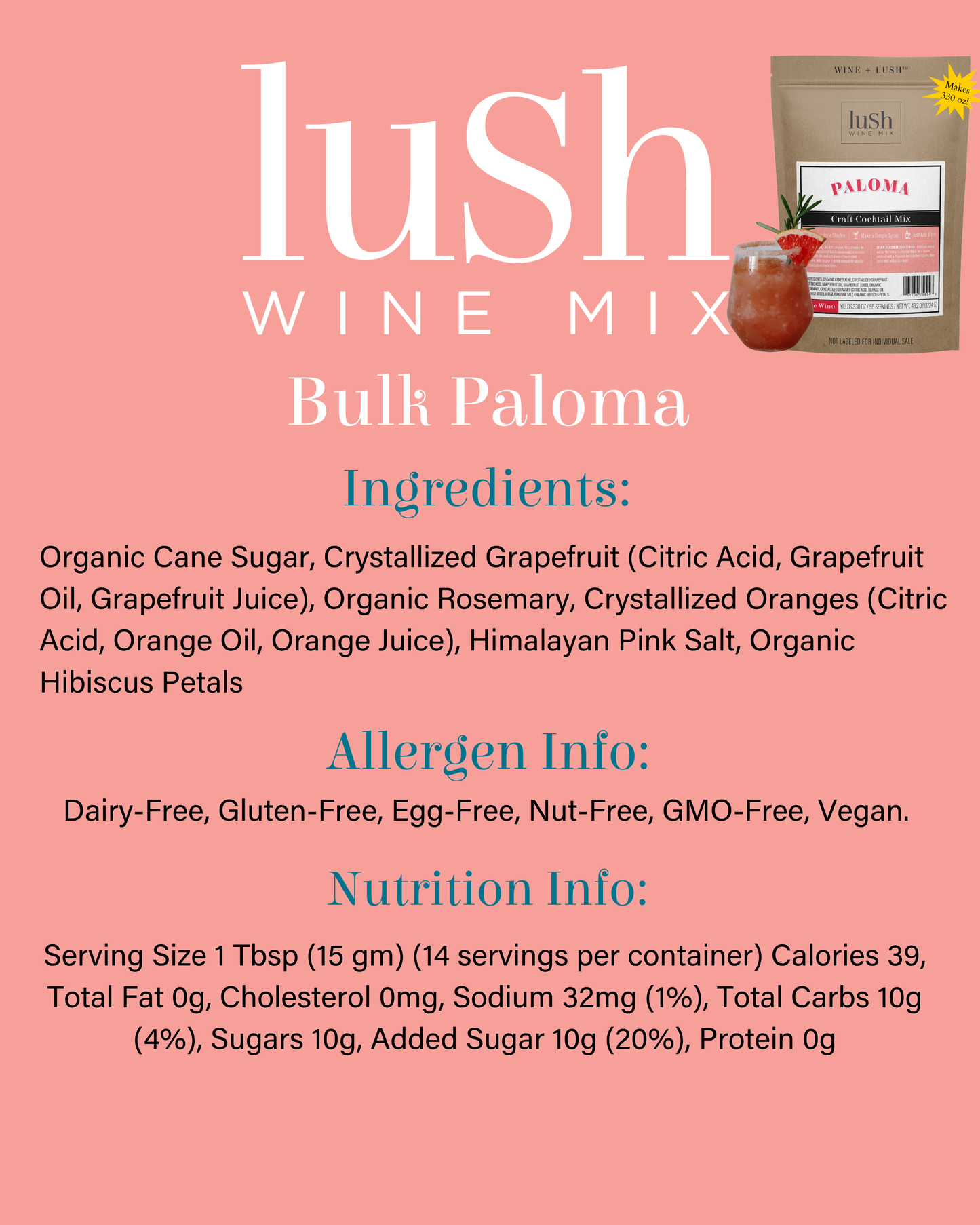 Paloma Bulk Bag (Yields 330 oz, ~40 Cocktails or Mocktails)