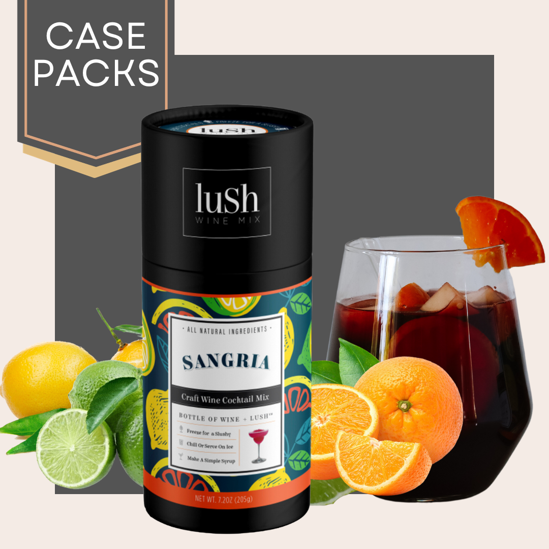 Case pack of Lush Sangria Mix, perfect for making refreshing frozen sangria slushies.