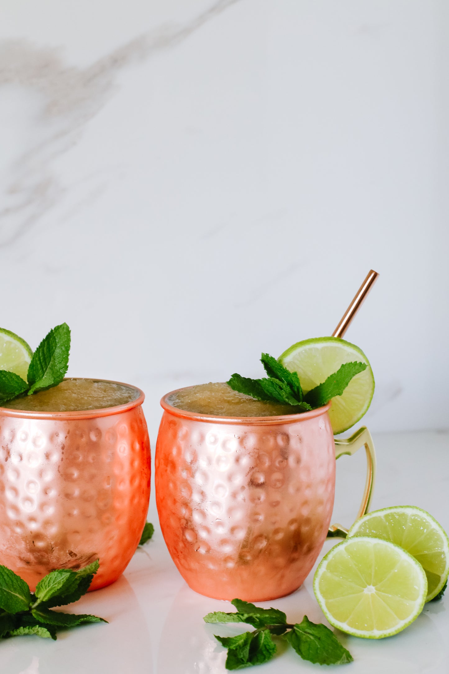 Lush Moscow Mule Slushie, offering a refreshing blend of ginger and lime in a frozen drink format.