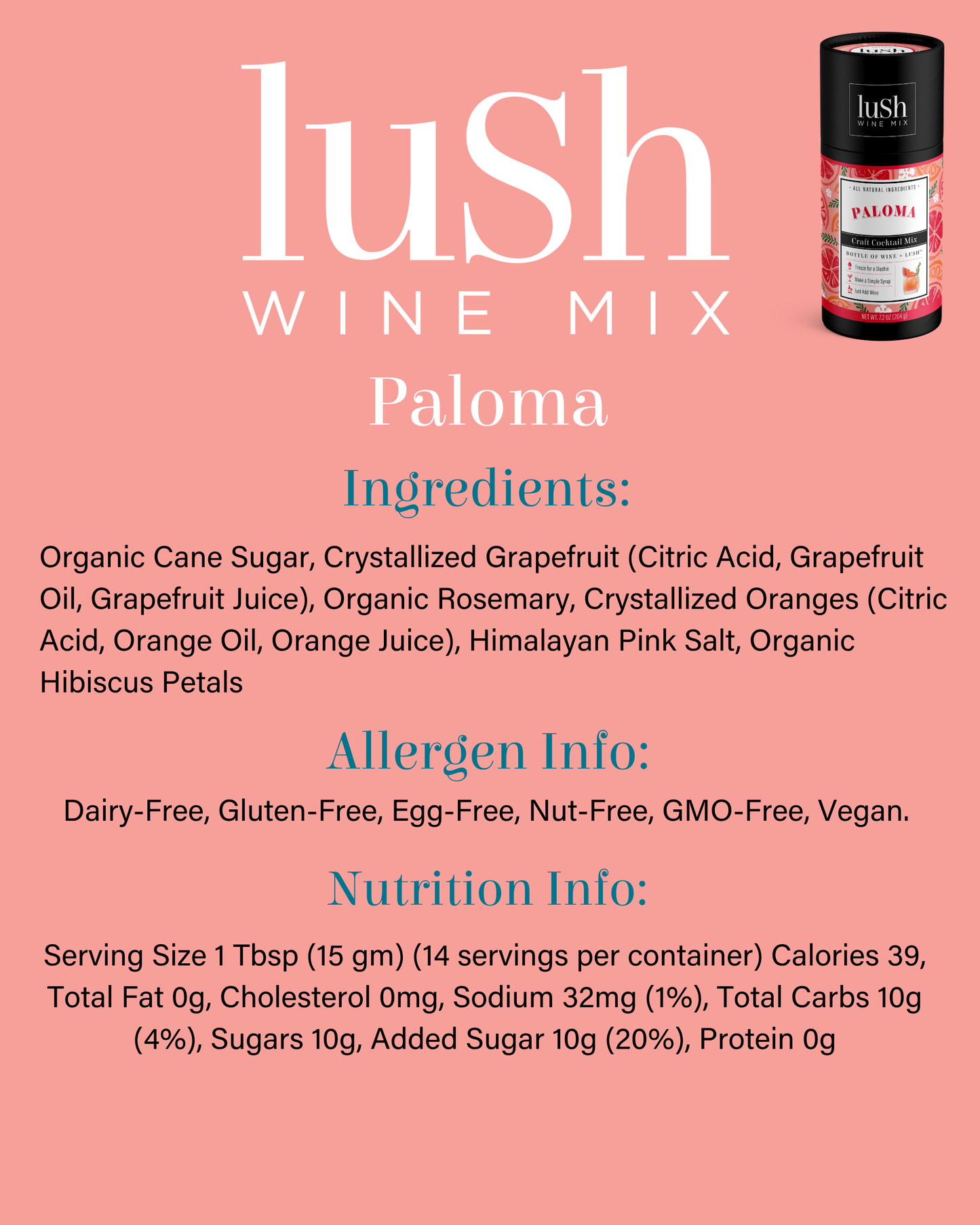 Paloma Wholesale - Organic Cocktails & Mocktails (MSRP $16)