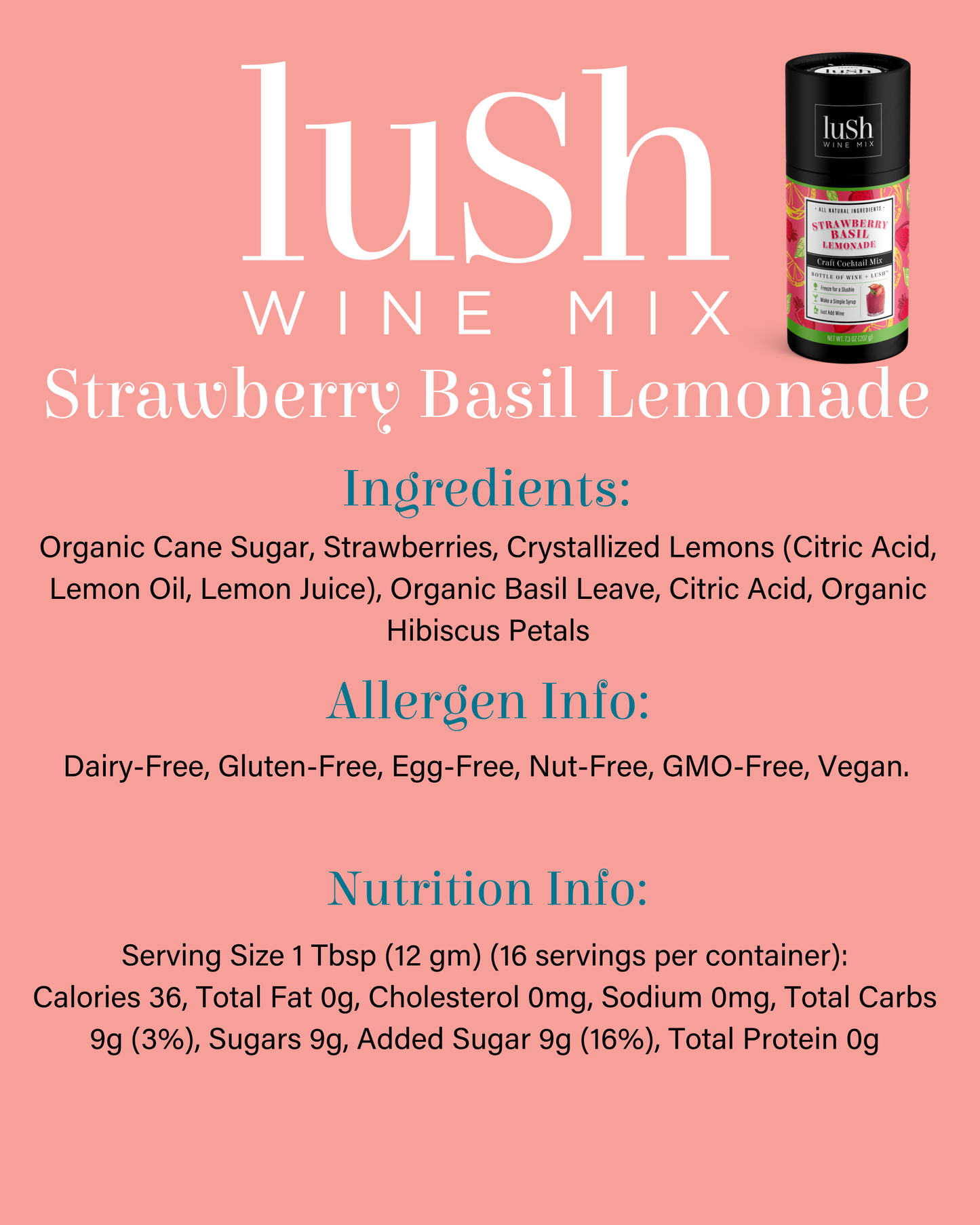 Strawberry Basil Lemonade Wholesale - Organic Cocktails & Mocktails (MSRP $16)