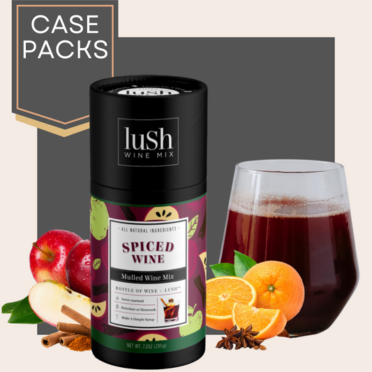 Case pack of Lush Spiced Wine Mix, perfect for making festive frozen slushies with warm spiced flavors.






