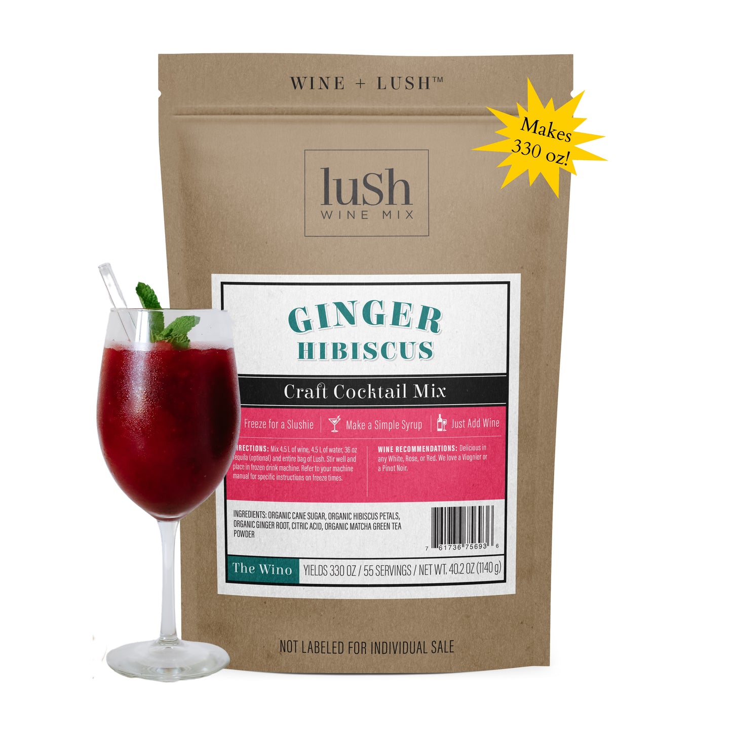 Ginger Hibiscus Bulk Bag (Yields 330 oz, ~40 Cocktails or Mocktails)