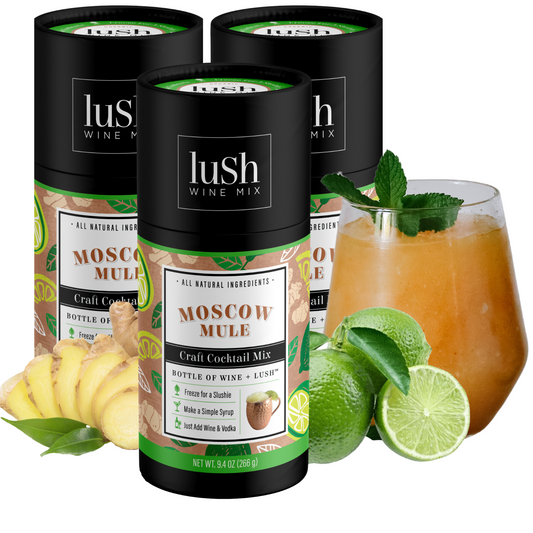 Lush Wine Mix Moscow Mule 3-Pack, displaying three packages perfect for preparing frozen Moscow Mule slushies.












