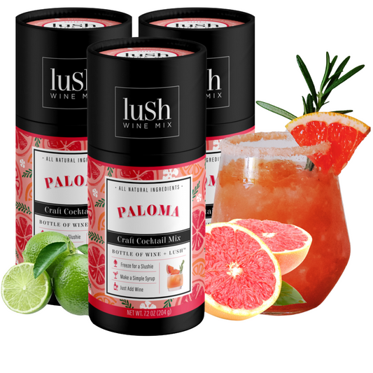 Lush Wine Mix Paloma 3-Pack, featuring three packages for creating tasty frozen Paloma slushies.






