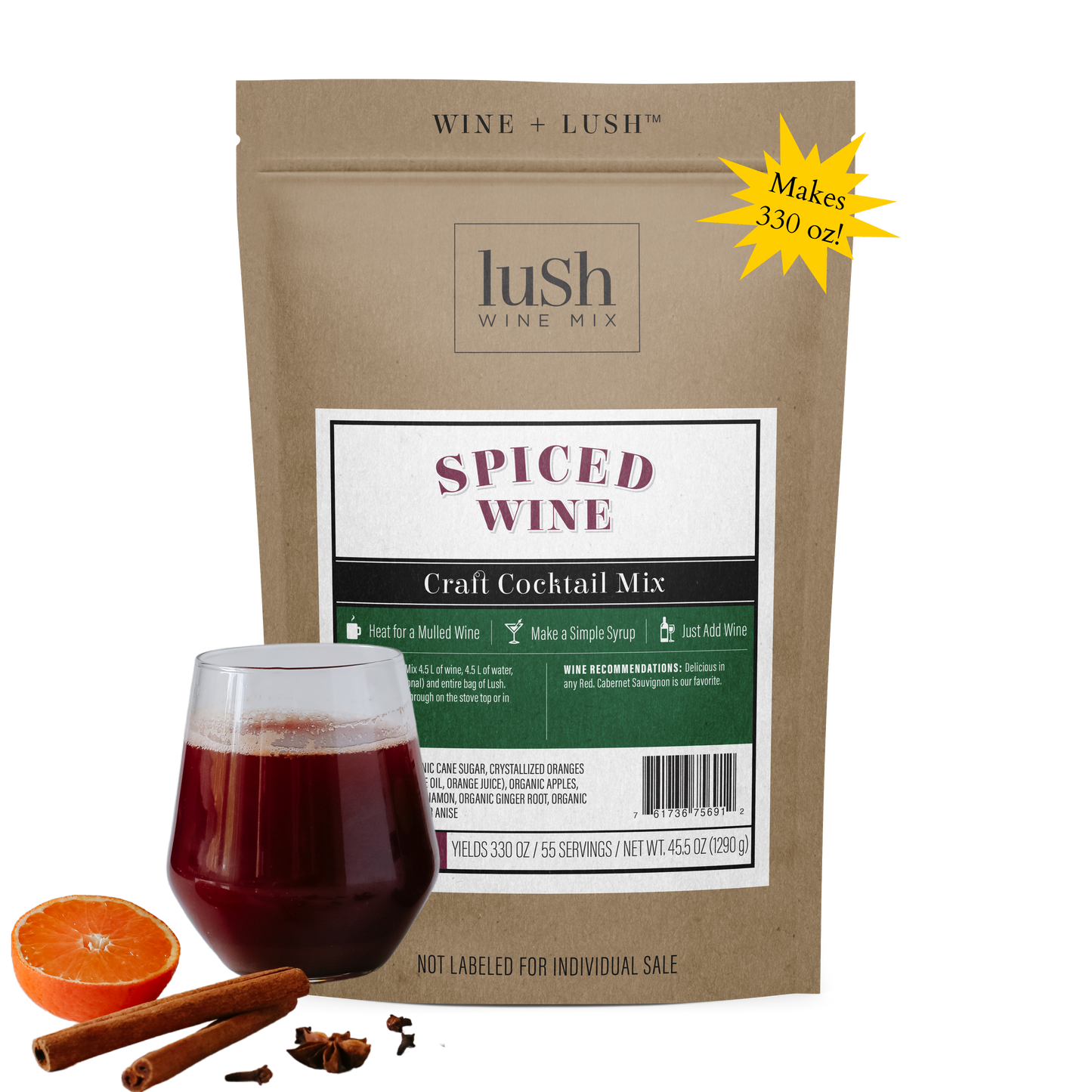 Spiced Wine Bulk Bag (Yields 330 oz, ~40 Cocktails or Mocktails)