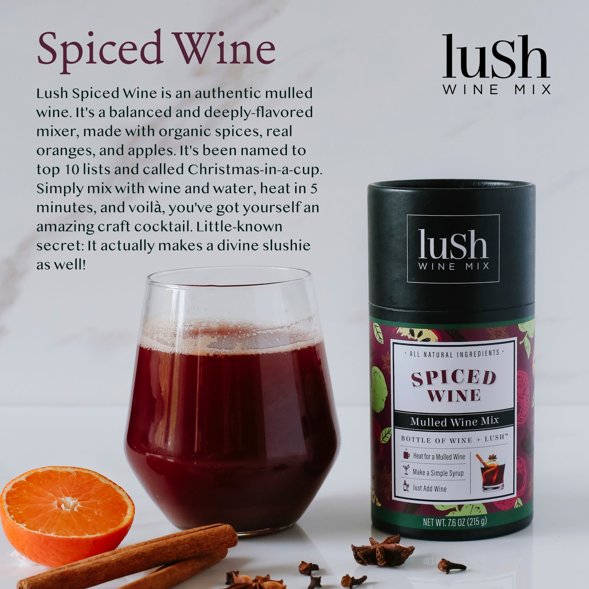 Spiced Wine - Makes 8+ Organic Cocktails and Mocktails Lush Wine Mix: Organic Wine Slushies & Cocktail Mixers Spiced Wine - Makes 8+ Organic Cocktails and Mocktails Lush Wine Mix: Organic Wine Slushies & Cocktail Mixers